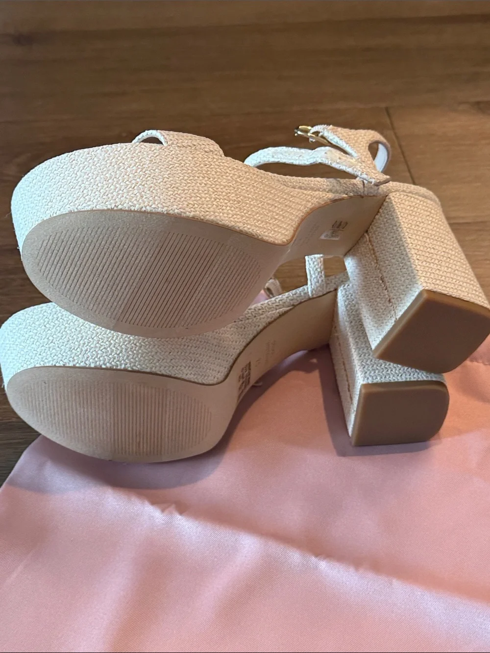 Stuart Weitzman Ivory Textured Platform Sandals